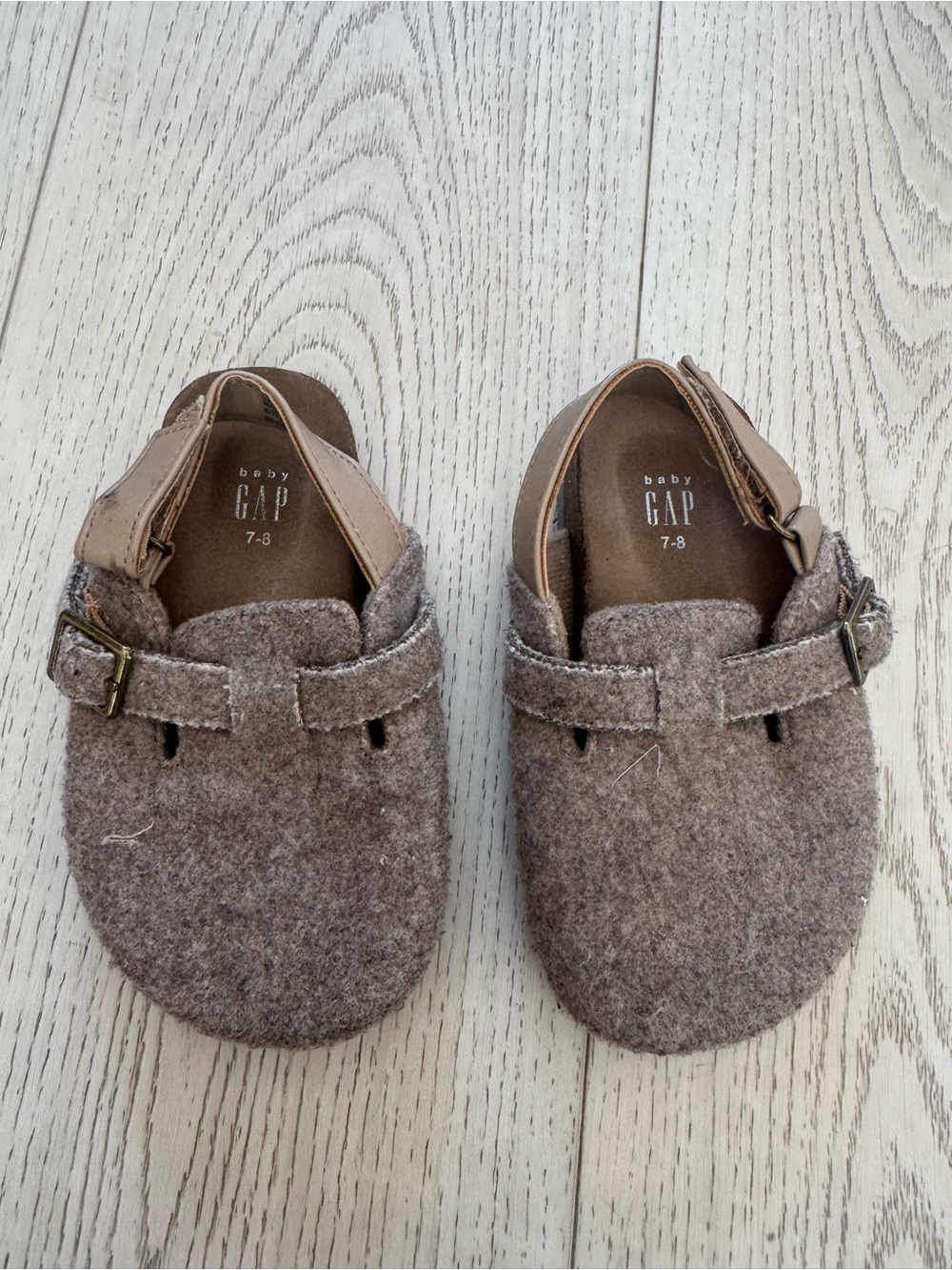 GAP Baby Wool Moccasin Shoes in Taupe